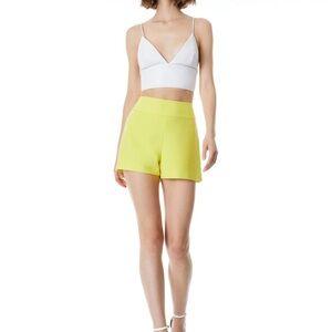 Alice + Olivia Donald High-Rise Shorts Yellow/Canary color